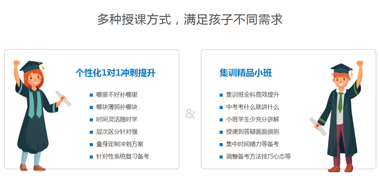 多种授课方式，满足孩子不同需求个性化1对1冲刺提升